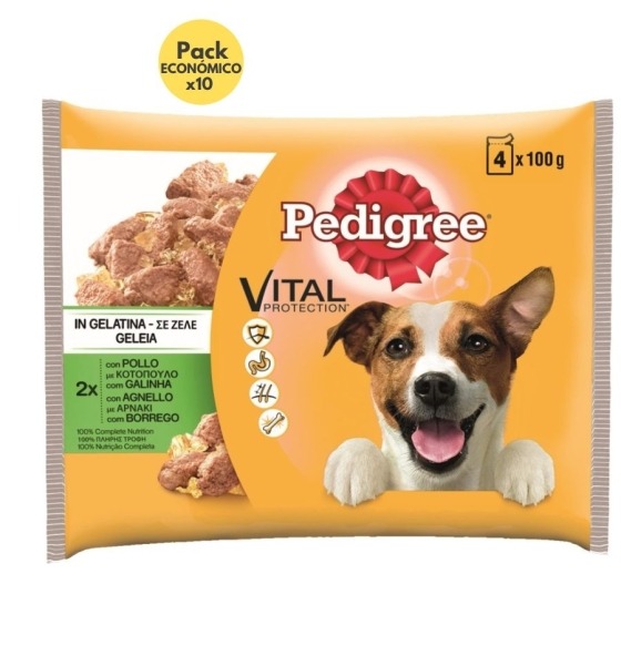 Heavands - Grandes marcas a preços discount - Comida Húmida Cão Paté Pedigree Galinhae Borrego Pouch (4 X 100 G) Pack de 10 1